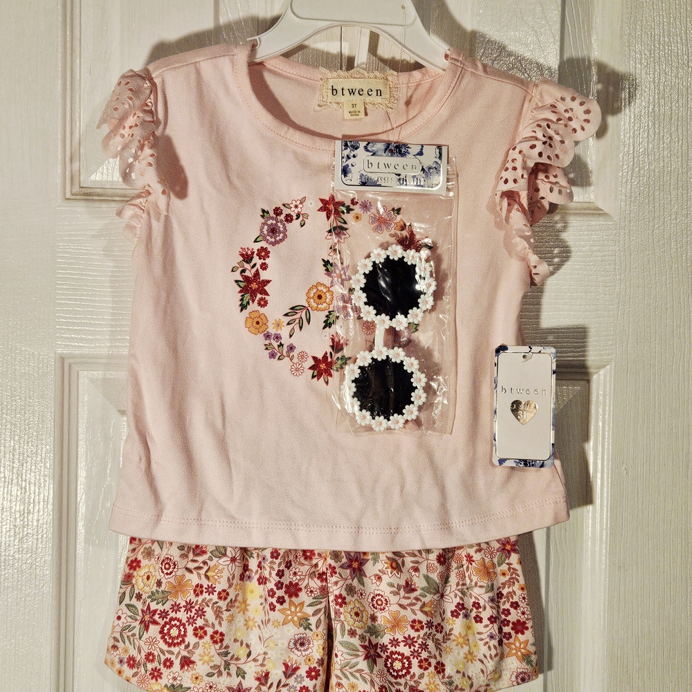 btween Pink Floral Kids Matching Set